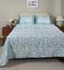 Blue Fruit Print 200 TC Cotton Double Bed Sheet with 2 Pillow Covers Sensory Bloom Collection