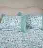 Blue Fruit Print 200 TC Cotton Double Bed Sheet with 2 Pillow Covers Sensory Bloom Collection