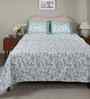 Blue Fruit Print 200 TC Cotton King Size Bed Sheet with 2 Pillow Covers Sensory Bloom Collection