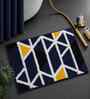 Blue Geomatric Microfibre 24X16 Inches Anti-Skid Bath Mat