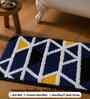 Blue Geomatric Microfibre 24X16 Inches Anti-Skid Bath Mat
