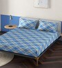 Blue Geometric 120 TC 100% Cotton Queen Sized Bed Sheets with 2 Pillow Covers