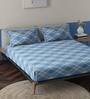 Blue Geometric 120 TC 100% Cotton Queen Sized Bed Sheets with 2 Pillow Covers