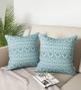 Blue Geometric Cotton 16x16 Inches Cushion Covers (Set of 2)