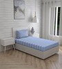Blue Striped 104 TC Cotton Single Bed Sized Bed Sheets With 1 Pillow Cover