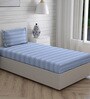 Blue Striped 104 TC Cotton Single Bed Sized Bed Sheets With 1 Pillow Cover