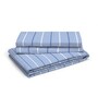 Blue Striped 104 TC Cotton Single Bed Sized Bed Sheets With 1 Pillow Cover