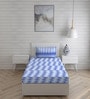 Blue Geometric 104 TC Cotton Single Bed Sized Bed Sheets With 1 Pillow Cover