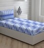 Blue Geometric 104 TC Cotton Single Bed Sized Bed Sheets With 1 Pillow Cover