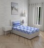 Blue Geometric 104 TC Cotton Single Bed Sized Bed Sheets With 1 Pillow Cover