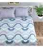 Blue Geometric 144 TC Cotton King Sized Bedsheet Bedsheet 2 Pillow Prime Collection