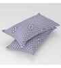 Blue Geometric 144 TC Cotton Queen Sized Bedsheet Bedsheet 2 Pillow Prime Collection