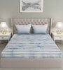 Blue Striped 144 TC Cotton Queen Sized Bed Sheets with 2 Pillow Covers