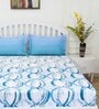 Blue Geometric 144 TC Cotton Queen Sized Bed Sheets with 2 Pillow Covers