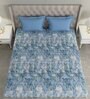 Blue Geometric 144 TC Cotton Queen Sized Bed Sheets with 2 Pillow Covers