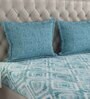 Blue Geometric 144 TC Cotton Queen Sized Bed Sheets with 2 Pillow Covers