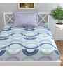 Blue Geometric 144 TC Cotton Single Bed Sheet Bedsheet 1 Pillow Prime Collection