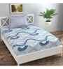 Blue Geometric 144 TC Cotton Single Bed Sheet Bedsheet 1 Pillow Prime Collection