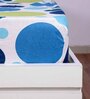 Blue Geometric 144 TC Cotton Single Fitted Bedsheet With 1 Pillow Cover
