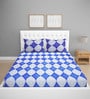 Blue Traditional 144 TC Glace Cotton Queen Sized Double Bedsheet with 2 Pillow Covers Blue Traditional 144 TC Glace Cotton Queen Sized Double Bedsheet with 2 Pillow Covers