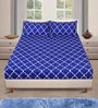 Blue Geometric 144 TC Glace Cotton Queen Sized Double Bedsheet with 2 Pillow Covers