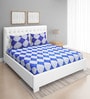 Blue Traditional 144 TC Glace Cotton Queen Sized Double Bedsheet with 2 Pillow Covers Blue Traditional 144 TC Glace Cotton Queen Sized Double Bedsheet with 2 Pillow Covers
