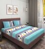 Blue Geometric 144 TC Microfiber Double Sized Bedsheet With 2 Pillow Covers