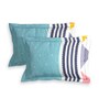 Blue Geometric 144 TC Microfiber Double Sized Bedsheet With 2 Pillow Covers