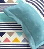 Blue Geometric 144 TC Microfiber Double Sized Bedsheet With 2 Pillow Covers
