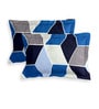 Blue Geometric 144 TC Microfiber Queen Sized Double Bedsheet with 2 Pillow Covers