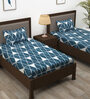 Blue 150 TC Microfiber Single Size Bedsheet With Pillow Covers (Set of 2)