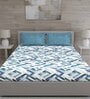 Blue Abstract 150 TC Cotton Queen Sized Bed Sheets with 2 Pillow Covers