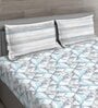 Blue Abstract 150 TC Cotton Queen Sized Bed Sheets with 2 Pillow Covers