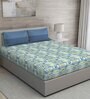Blue Abstract 150 TC Cotton Queen Sized Bed Sheets with 2 Pillow Covers