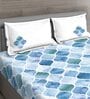 Blue Traditional 150 TC Cotton Queen Sized Bed Sheets with 2 Pillow Covers