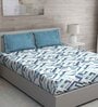 Blue Abstract 150 TC Cotton Queen Sized Bed Sheets with 2 Pillow Covers