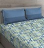 Blue Abstract 150 TC Cotton Queen Sized Bed Sheets with 2 Pillow Covers