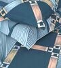Blue Geometric 152 TC Microfiber Queen Sized Bed Sheets with 2 Pillow Covers