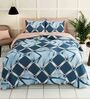 Blue Geometric 152 TC Microfiber Queen Sized Bed Sheets with 2 Pillow Covers
