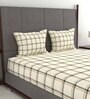 Yellow Checkered 160 TC Cotton King Sized Bed Sheets with 2 Pillow Covers