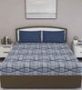Blue Geometric 180 TC Cotton Queen Sized Bed Sheets with 2 Pillow Covers