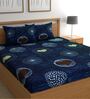 Blue Abstract 180 TC Microfiber Double Queen Bedsheet With 2 Pillow Covers