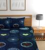 Blue Abstract 180 TC Microfiber Double Queen Bedsheet With 2 Pillow Covers