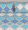 Blue Geometric 180 TC Microfiber Queen Size Bedsheet with 2 Pillow Covers