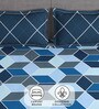 Blue Geometric 180 TC Microfiber Queen Size Bedsheet with 2 Pillow Covers
