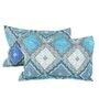 Blue Geometric 180 TC Microfiber Queen Size Bedsheet with 2 Pillow Covers