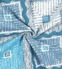 Blue Geometric 180 TC Microfiber Queen Size Bedsheet with 2 Pillow Covers