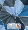 Blue Geometric 180 TC Microfiber Queen Size Bedsheet with 2 Pillow Covers