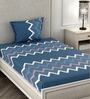 Blue Geometric 180 TC Microfiber Single Bedsheet With 1 Pillow Cover