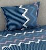 Blue Geometric 180 TC Microfiber Single Bedsheet With 1 Pillow Cover